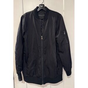 Bernardo Mens Black Full Zip Bomber Jacket Flight Utility Sleeve Pocket Small